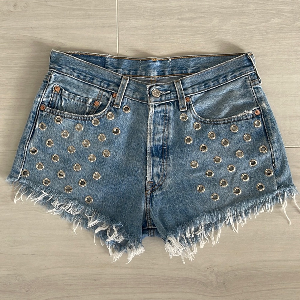 Runwaydreamz Vintage Button up 501 Grommet Shorts 30